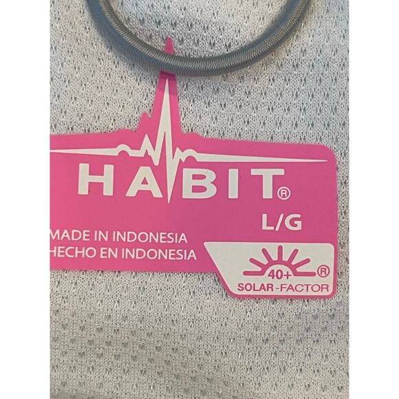 Habit Womens Large Green/White Short Sleeve Button Down Vented Fishing Shirt - Picture 3 of 8